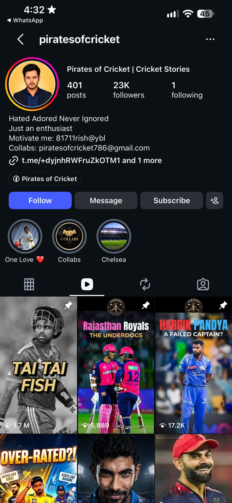 Pirates of Cricket — social / account evidence