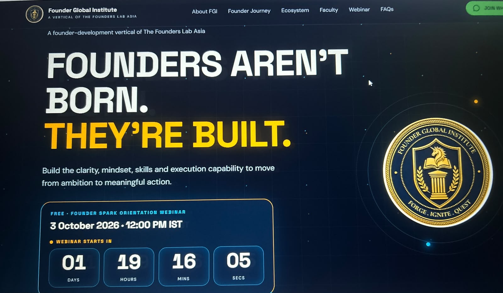 Founder Global Institute — website / digital experience evidence